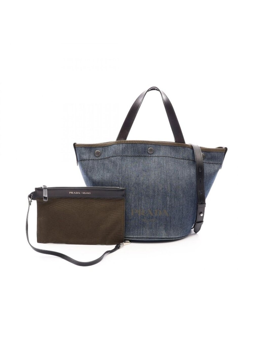 Prada Tote Bag Denim City Calfskin 2-Way Blue